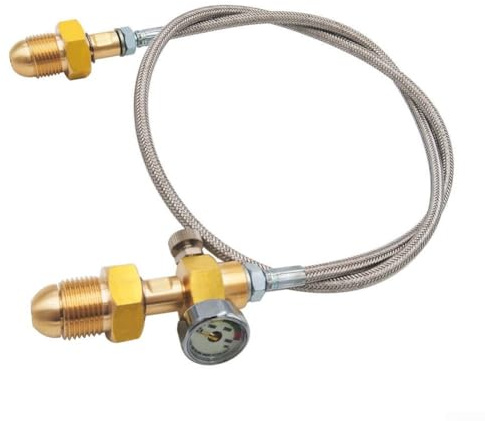 CYRENT Refill Station Adaptor Hose for BS 341 No.3 Argon Cylinder, G5/8 RH High Pressure Stainless Steel Braided-Hose for Welding & 3D Printing, 90cm/150cm(Style 4)