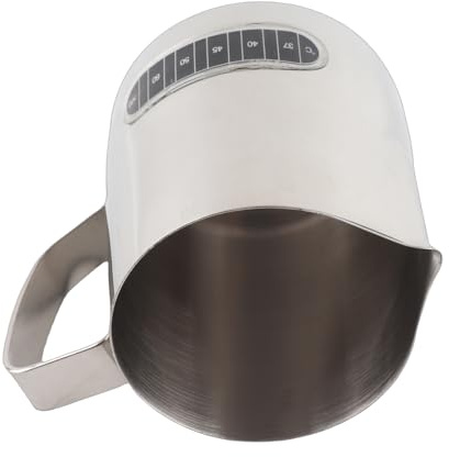 Dioche Calentador de Leche Templado Display Milk Frothing Pitcher | Jarra Latte Art de Acero Inoxidable 304 Premium | Control Preciso de la Temperatura de la Leche | Disponible en Capacidades de 600