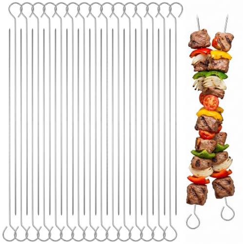 ADLABLD Pack of 12 stainless steel kebab skewers, reusable roulade needles