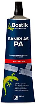Bostik Colle Gel PVC Saniplas PA - Tube de 125ml | Assemblage Tubes et Raccords PVC Rigide non plasifiés - Tous réseaux - Compatible Eau Potable - Incolore