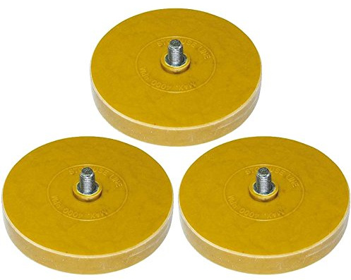 Folienradierer 3er Set | Kfz Radiergummi für Aufkleber & Klebereste | 88 x 15 mm Scheiben | Glas, Lack & Metall | Max. 4.000 U/min | Rückstandsfreies Entfernen von Zierfolien & Streifen