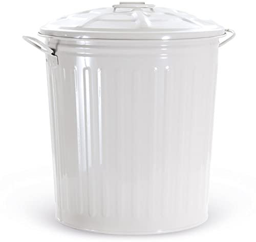 VERDELOOK Bidone per rifiuti con Coperchio, Bianco, capienza 35 Litri, Cestino pattumiera immondizia Spazzatura
