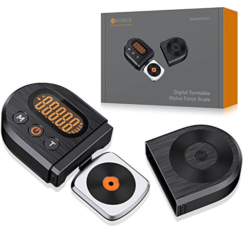 Neoteck Upgraded Digital Turntable Stylus Pressure Gauge 0.01g/5.00g with Orange LCD Backlight and 5g Weight for Tonearm Phono Cartridge