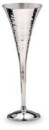 Champagnerkelch, Sektkelch gehämmert H 22,5cm D 8,0cm versilbert