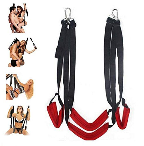 SXOVO Liebesschaukeln SM Bondage Kit Sex Sling Loveswing Sex Toy Spielzeug für Männer and Frauen (Rot)(Belastbar Bis 200KG)