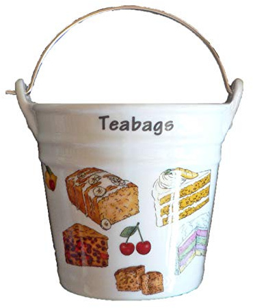 Cakes Design Bucket Teabag Tidy, Porcelain Bucket Teabag Tidy (Large)