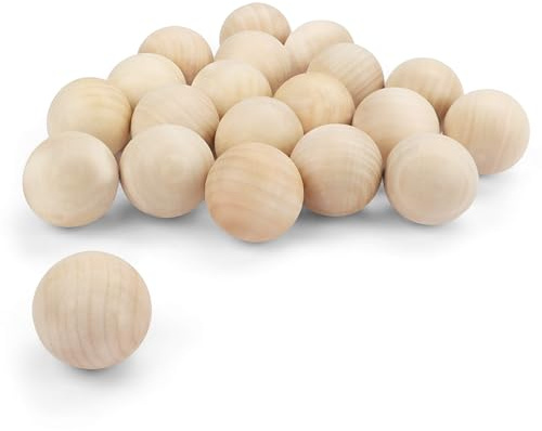 Belle Vous Pallina in legno grezzo da 5 cm (set da 20) – Pallina da 50 mm di diametro – Mini sfera naturale senza fori – per progetti di hobby creativi e artistici, fabbricazione di gioielli