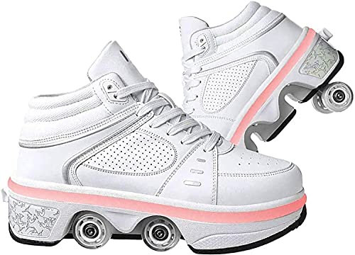 HUOQILIN Unisex-Kinder Skateboard Schuhe Kinderschuhe Mit Rollen Skate Shoes Rollen Schuhe Sportschuhe Laufschuhe Sneakers Mit Rollen Kinder Jungen Mädchen,EU36