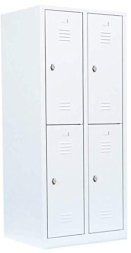Lüllmann 4 Fächer Spind weiß komplett montiert Spindschrank Kleiderspind Garderobenschrank 1800 x 800 x 500 mm / 523227