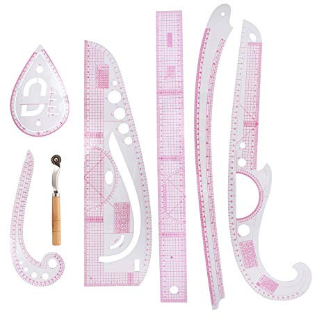 Phonleya Kurvenlineal, Schneider-lineal, 7-teilig, Französisches Metrisches Lineal-Set, Kunststoff, Kurvenförmige Grad-lineale, Für Muster, Zeichnung, Als Schablone, Mehrzweck-schneidelineal