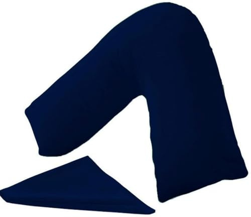 Bronwen Mathews V Shaped Pillowcase, Orthopedic, Nursing, Maternity Neck Support V Pillow Cover Only (V Pillowcase, Navy)