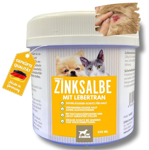 EMMA Lebertran Zinksalbe für Pferde I Wundsalbe Hund - Lebertran-Zinksalbe Hund unterstützt bei Wunder Haut Mauke mit Zink I Zinkcreme Gegen Juckreiz Hund Heilsalbe zur Wundheilung Zink Salbe 250 ml