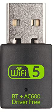 USB WiFi Bluetooth Adapter, 600Mbps Dual Band 2.4/5GHz Wireless Network Card, USB WiFi Dongle for PC/Laptop/Desktop, Support Windows XP/7/8.1/10