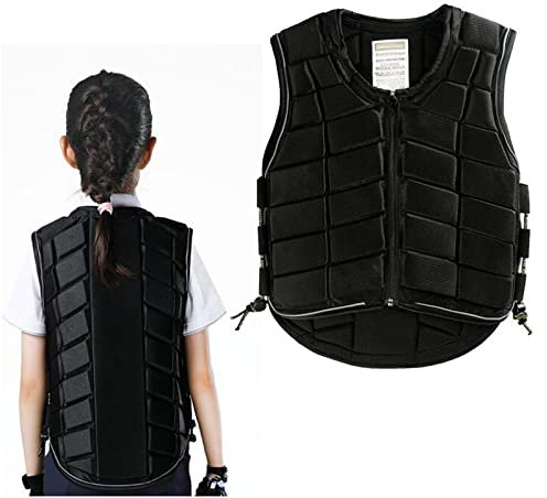 FHUILI Sicherheits-Reitweste, atmungsaktives Reitzubehör Körperschutz mit verstellbarem Bungee-Schnur und Reißverschluss für Kinder Erwachsene, Reitsport (mittlere Größe)