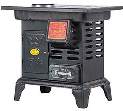 YYUINU Stufa A Legna in Ghisa Gassificata A Risparmio Energetico, Stufa A Legna per Cucinare/Riscaldare Senza Fumo, Regolatore Manuale del Fuoco, Forno Integrato, Serbatoio dell'Acqua Calda,M-A