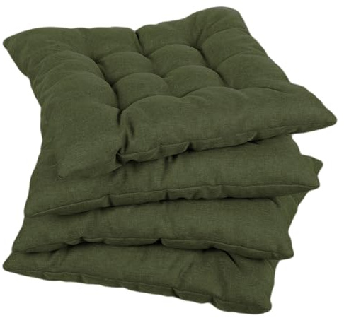 Gutekissen® Stuhlkissen gesteppt Quadrat Polsterauflage Auflage für Stühle/Bänke für Haus und Garten Sitzauflage Gartenkissen Sitzkissen viele Farben (45x45, Dunkelgrün, 4)