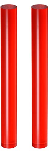 sourcing map 2pcs Acrylic Clay Roller 9 Inch x 1 Inch Solid Non-Stick Plastic Round Tube Roller Polymer Clay Rod Fondant Rolling Pin for Shaping, Sculpting, Modeling DIY Crafts, Red