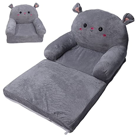 Luqeeg Faltbares Kindersofa,Faltbares,Bequemes,Niedliches Tier-weiches Kinder-Klappsofa,2-in-1-Kindercouch,Klappbarer Kleinkinderbett-Liegestuhl für Schlafzimmer,Spielzimmer,Wohnzimmer (2 Schichten)