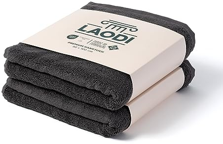 LAODI Premium Handtuch Set 2er 50x100 cm aus 100% Baumwolle – 570 g/m², saugfähig & weich – Made in Portugal, Gewittergrau