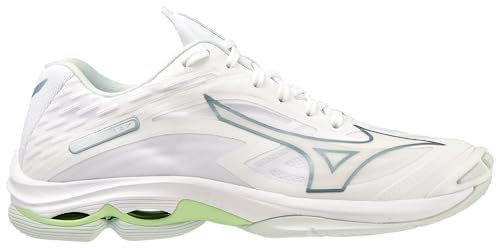 Mizuno Damen Wave Lightning Z7 (W) Volleyballschuhe, Weiß/Grün (White Glacial Ridge Patina Green), 44.5 EU