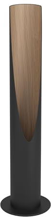 Eglo Barbotto Lámpara de mesa, iluminación indirecta, lámpara de salón de metal negro y madera de roble, lámpara decorativa con bombilla GU10, 40 cm, blanco cálido