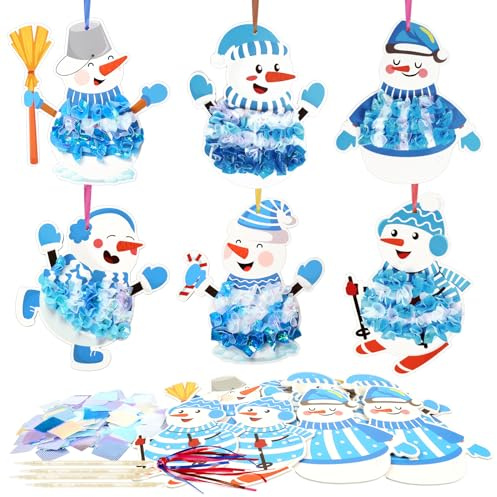 MONCAP 12 Stück Schneemann Weihnachten DIY Poke Art Spielzeug DIY Weihnachtsspielzeug Poke Art Kreative Handwerk für Kinder Weihnachten - für Kinder sensorisches Spielzeug Kunst Geschenke