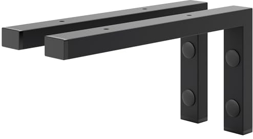 HOLZBRINK 2X Wandkonsole Schwarz für Waschtisch, Design und stabil Waschtischhalterung oder Winkel für Wandregal, Waschbecken Unterbau Wandmontage für waschtischplatte, 300x150 mm