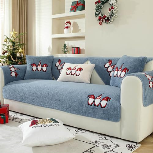 HLTQL Sofabezug 1 2 3 4 Sitzer Sofaschoner rutschfest Couchbezug L Form Waschbarer Dekor Perim Sofa Decken Sofaschutz Katze Hund Decke Doppelseitiger Gesteppter,Blue-90x120cm