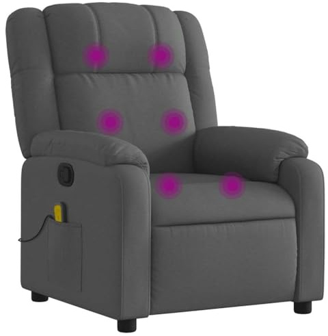 vidaXL Massagesessel, Sessel Verstellbare Rückenlehne Fußteil, Fernsehsessel Relaxsessel mit Liegefunktion, Liegesessel Polstersessel Ruhesessel, Dunkelgrau Stoff