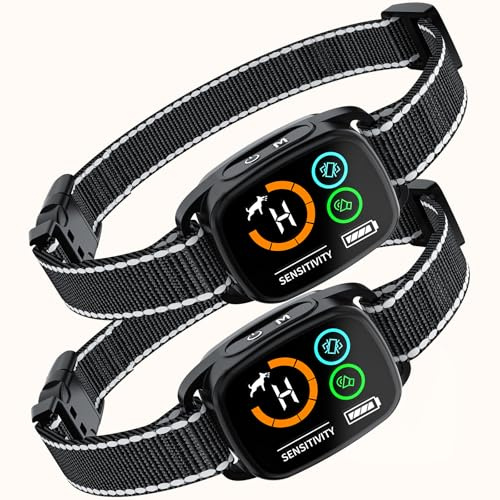 Dog Bark Collar, Rechargeable Smart Collar Set of 2, Anti-Bark Collar for Small Medium Large Dogs,Bark Collar with 6 Adjustable Sensitivity, 3 Mode Beep/Vibration/Beep&Vibration,Waterproof IP67(Black)