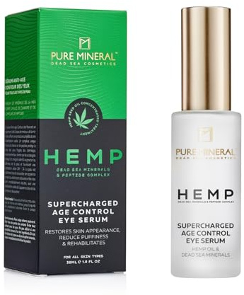 Pure Mineral - Mit Hanf Supercharged Augenkontur-Serum - Tote Meer Mineralien, Hanföl, Reduziert Falten und Augenringe - Ohne Silikone, Sulfate, Parabene - 30ml