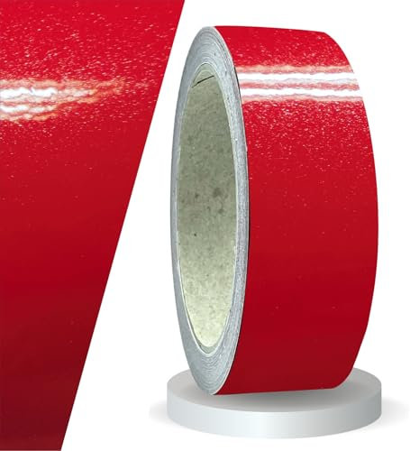 Zierstreifen rot metallic glanz in 40 mm Breite und 10 m Länge Aufkleber Folie für Auto Boot Jetski Modellbau Klebeband Dekorstreifen