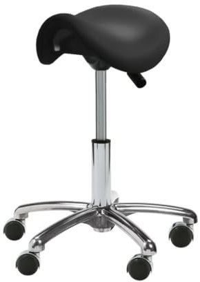 Rollbursche ergonomischer Rollhocker höhenverstellbar schwarz Kunstleder (Sitzhöhe tief: verstellbar von 45 cm - 58,5 cm) Made in Germany Sattelhocker Universalhocker Bürohocker Praxishocker
