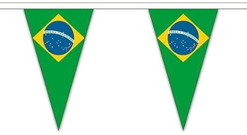 Flagtex Banderines triangulares de Brasil (20 m de longitud) 52 banderas