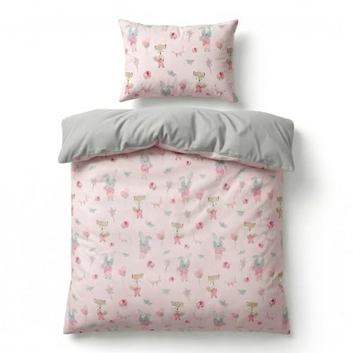 BABYSAFE Babybett Bettwäsche-Set Mädchen 135x100 mit Kleinkind-Kissenbezug 40x60 cm 100% Baumwolle - Kleinkind-Bettwäsche-Set in 100% Öko-Tex zertifizierter Baumwolle - Made in Europe