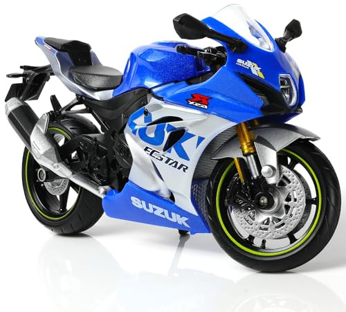 Risopen 1/12 Suzuki 1000R motorcykelmodell leksak minilegering metall formgjuten motorcykel modell blå motorcykel modell leksak sport motorcykel racing modell samling gåva för män barn pojke (Suzuki