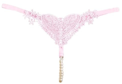 PKHBDR Perlina delle Donne Mini Mutandine Pizzo Mesh Ricamo Thong Hollow Sottile Cintura Sexy G-String Alta Elastica T-Back Mutandine delle Donne (Rosa)