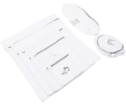 OFFSCH Sacchetti per Biancheria Lavaggio Facile e Sicuro Set 6 Pezzi in Poliestere Protezione per Indumenti Delicati Bianco Cerniera e Organizer da Viaggio