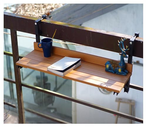 Pieghevole Balcone Ringhiera Bar per Patio Esterno Colore Legno