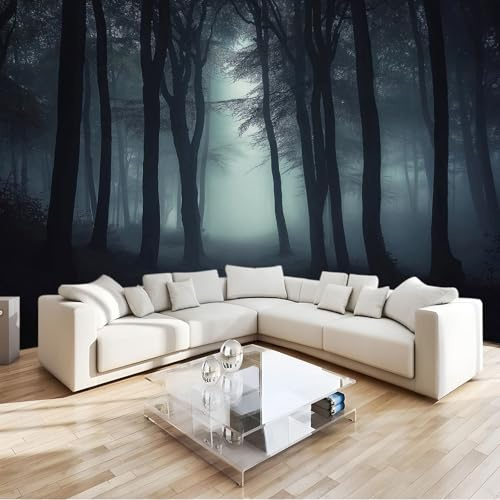 Générique Papier Peint Intissé 200 x 140 cm - Panoramique Image Photographie Forêt Sombre Maison Chambre Déco Photo Murale Décorative Tenture Murale pour Appartement Décoration Salon