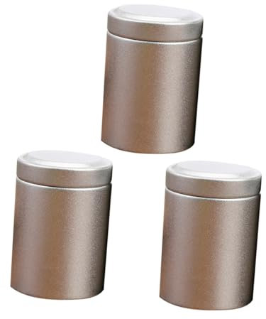 Amosfun Juego De 3 Latas De Té Portátiles Redondas Pequeñas, Hechas De Hojalata Tapa, Para Almacenamiento De Té, Dulces y Objetos Pequeños, Adecuado Para Uso Doméstico y Viajes