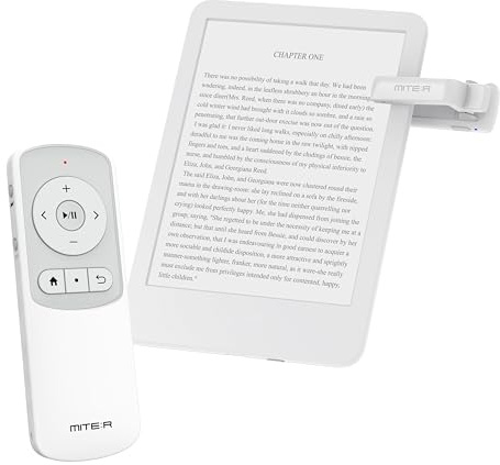 Remote Page Turner Clicker for Kindle Paperwhite Colorsoft Oasis Scribe Kobo/Bluetooth Control for Boox e-Reader iPad iPhone Android Phone Tablet Galaxy YouTube TikTok Camera – Dual Control (White)