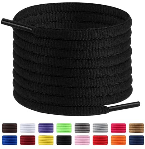 Dafannis Ovale Sportschuhe Schnürsenkel, 2 Paar Halb Runde Schnürsenkel für Sneaker, Laufschuhe, Basketballschuhe und Turnschuhe