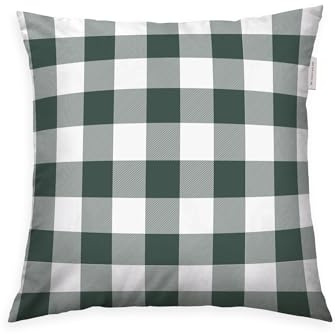 TOM TAILOR Flanell-Kissenhülle, 40x40 cm, 100% Baumwolle/ Flanell, Mit Wendemotiv und farbigem Markenreißverschluss, CLASSIC CHECK Grün, Braun (Forest & Rusty Red)