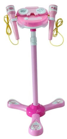 KONTONTY Music Singing Microphone Toy Early Education Fun Boys and Girls Plaything Cartoon Design Double Microphone for Girl Boy Singing Practice Without Battery