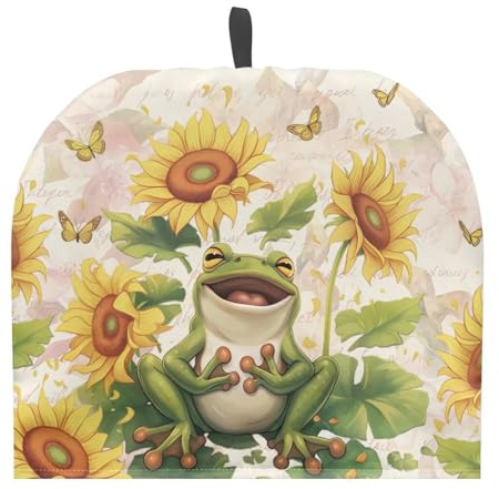 Drnuikhe Cute Frog Sunflower Print Tea Cosy for Teapot Large Tea Cozy for Teapot British Tea Cozies for Party Wadding Tea Cosy Covers Fit