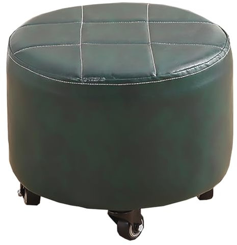 Bequemer Drehhocker mit Sitz aus PU-Leder für Küche, Bibliothek und Salon, Grün, klein