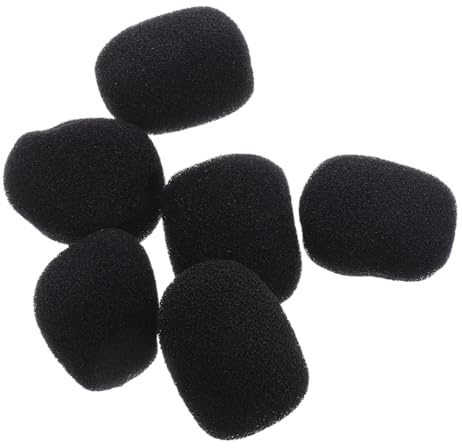 Schaumstoff Windschutz Schwarz 6 Stück für Lavalier Mikrofone | Drahtlose Headset Mikros und Lavaliermikrofone, Kompakt, Tragbar, für Interviews und Outdoor Aktivitäten