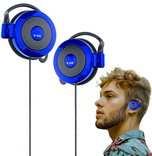 Auricolari stereo con clip con filo, con gancio da 3,5 mm, cuffie stereo over-ear per telefono, compatibili con MP4 e la maggior parte dei telefoni cellulari, per corsa, escursionismo, esercizio