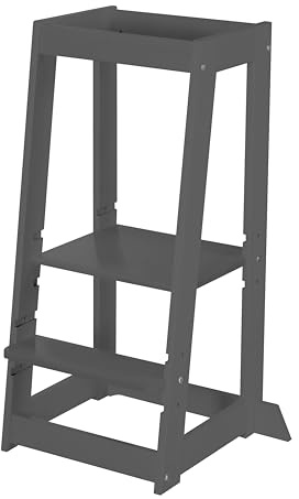 roba Torre Montessori - Sgabello sicuro per bambini - Ideale come aiuto in cucina - Capacità di carico fino a 80 kg - Legno certificato FSC - Antracite